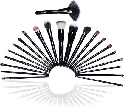 22-Piece Black ABS Makeup Brush Set for Blending & Travel