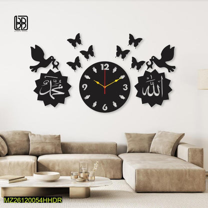 Black Bird Design Wall Clock 24x14 Inches