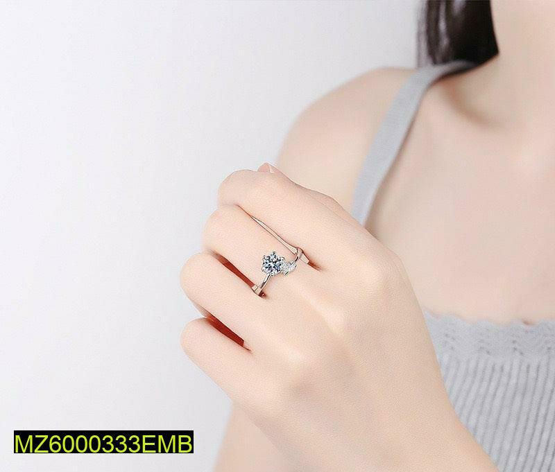 Adjustable Cubic Zirconia Silver Ring for Daily Wear