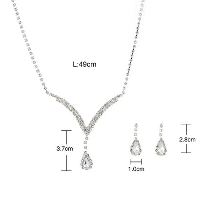 Diamond Water Drop Necklace & Earrings Set for Pakistani Women