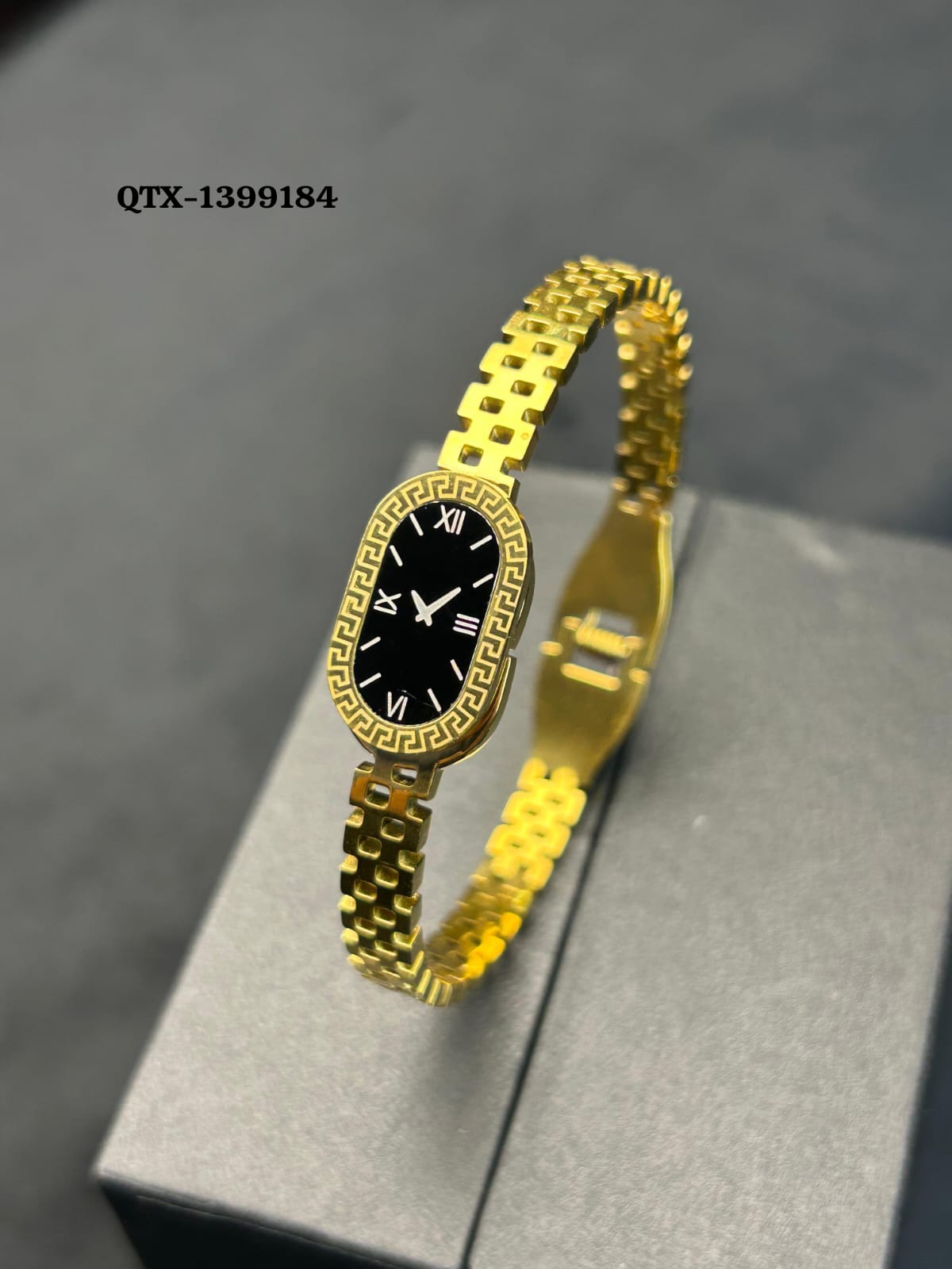 Fake Watch Handcuff Bracelet for Women – Stylish Gold Wrist Watch - QTX-184
