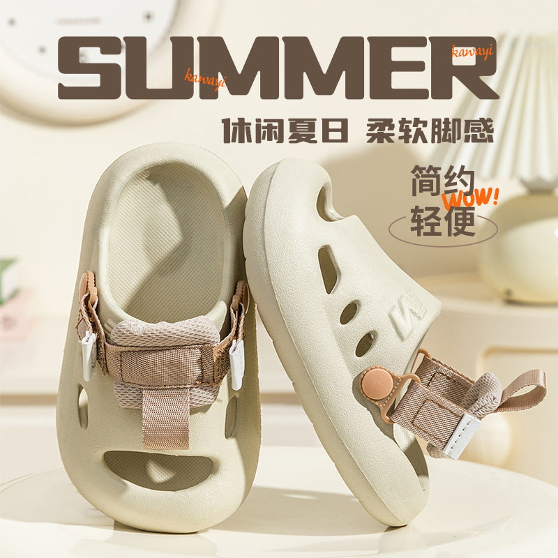 Kids Warm Sandals Black Adjustable Strap