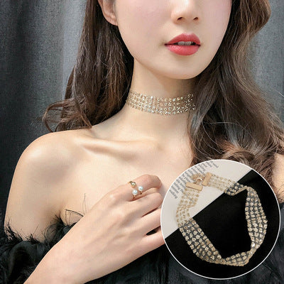Pearl Choker Necklace for Women Korean Style Silver White Bead