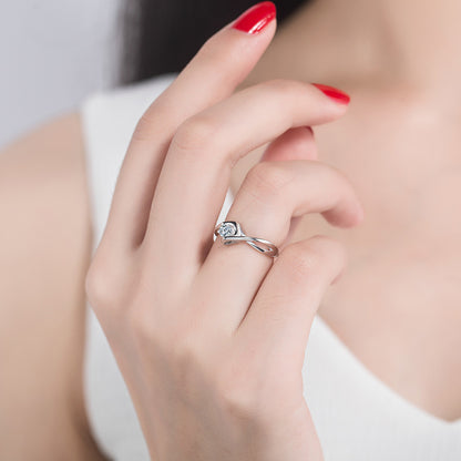 925 Sterling Silver Angel Kiss Open Ring for Women Korean Style