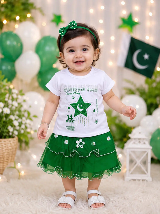 14 August 2 Pcs Girl's Fancy Embroidered Shirt And Skirt Set