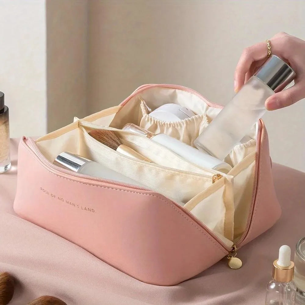Makeup Pouch Waterproof Leather Travel Storage