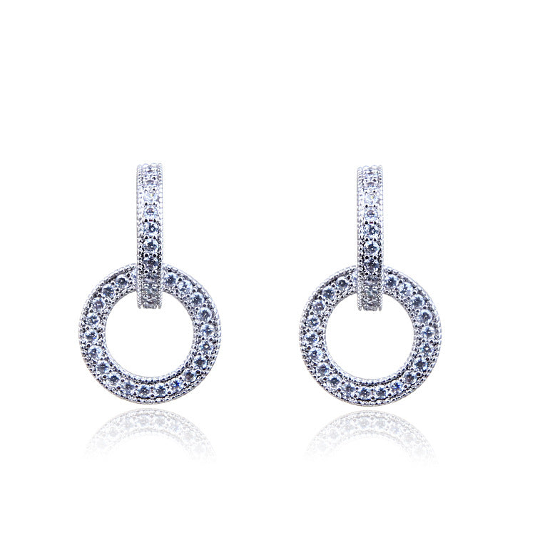 Elegant Circle Zircon Earrings S925 Silver