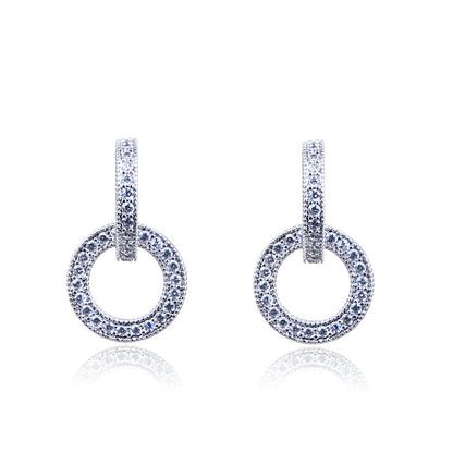 Elegant Circle Zircon Earrings S925 Silver