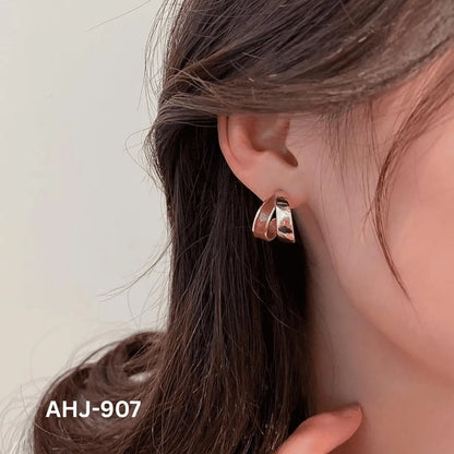 Two-Layer Korean Hoop Earrings Beige Brown Red Black White Purple Orange Blue