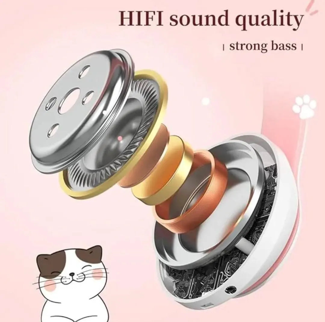Cat Ear Bluetooth Headphones Pink with LED Lights