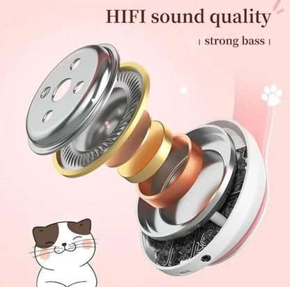 Cat Ear Bluetooth Headphones Pink with LED Lights