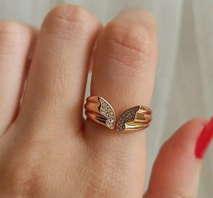 Adjustable Butterfly Ring Golden Plated For Girls Daily Wear