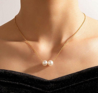 Golden Pearl Necklace for Women Daily Wear Wedding Office
