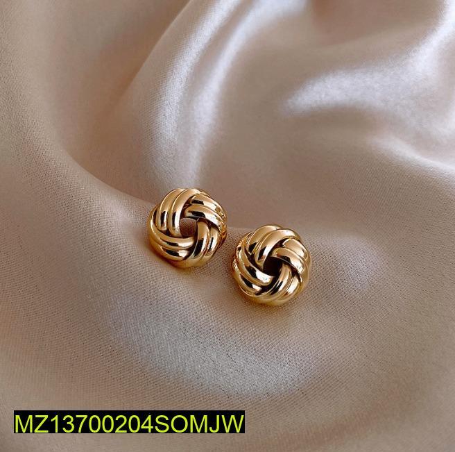 Golden Geometric Stud Earrings for Women