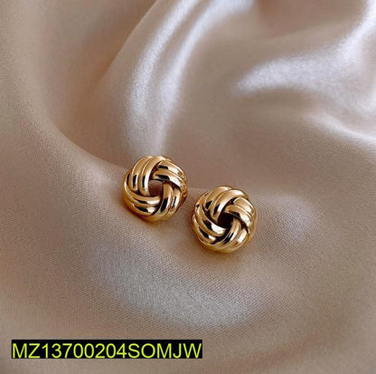 Golden Geometric Stud Earrings for Women