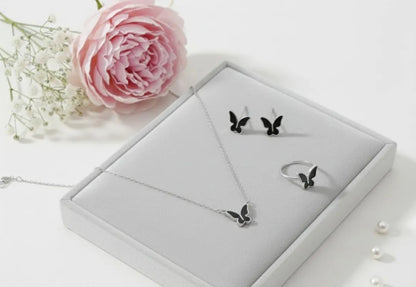 Butterfly Necklace Set Gold Tones Lightweight Alloy for Women