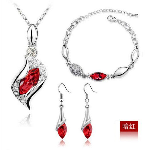 Blue Crystal Jewelry Set for Women Silver Tones