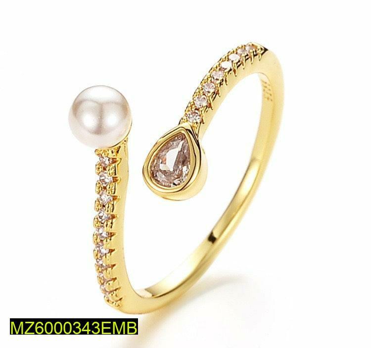 Adjustable Golden Pearl Ring for Women
