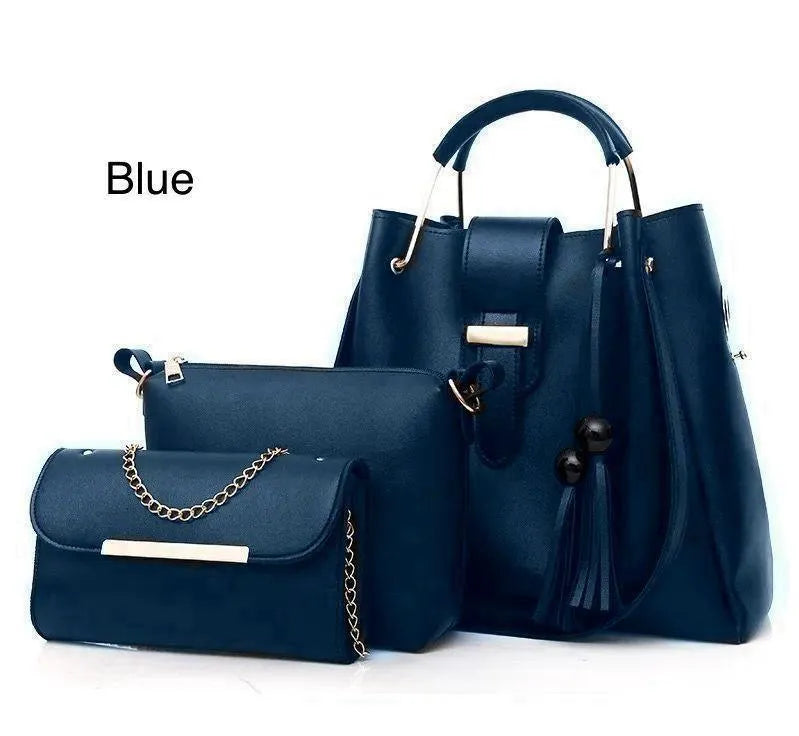 Blue Rexine Handbag Set for Girls