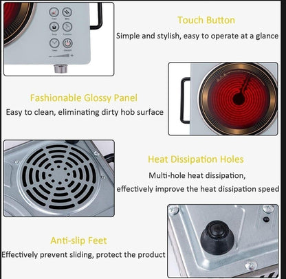Portable Electric Stove 3500W Stainless Steel White Black