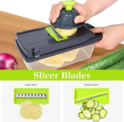 Multicolor Vegetable Cutter with 7 Blades for Easy Slicing Dicing