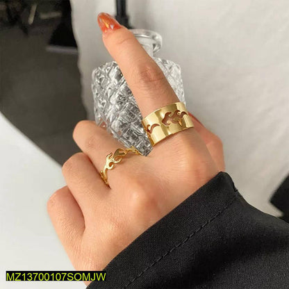 Golden Flame Ring Set for Couples & Women