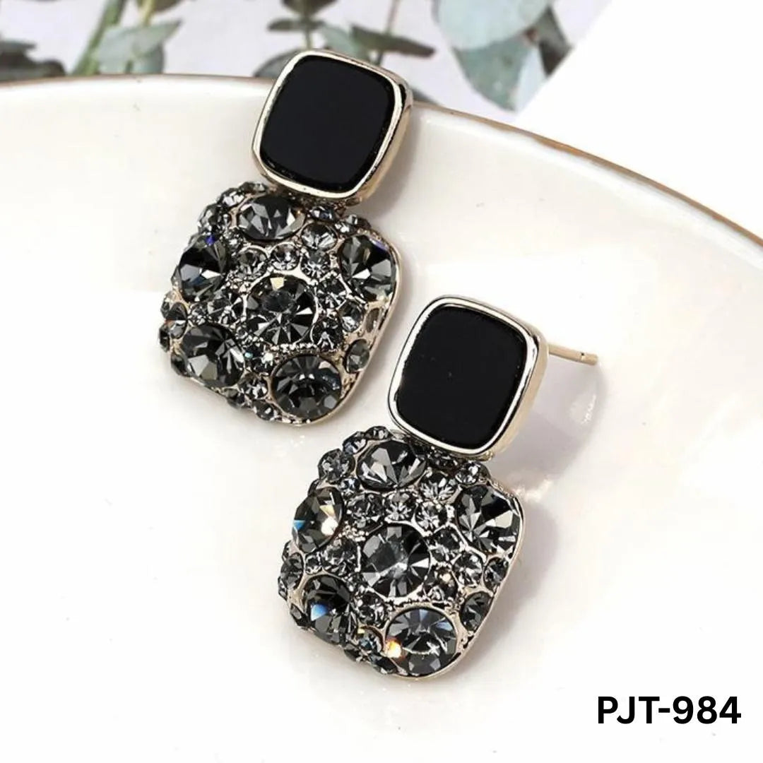 Korean Marble Stylish Zircon Earrings PJT-984