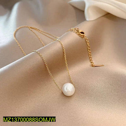 Gold Plated Pearl Necklace Adjustable for Women