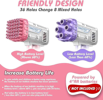 Bubble Gun with 36 Hole Switch for Kids & Adults