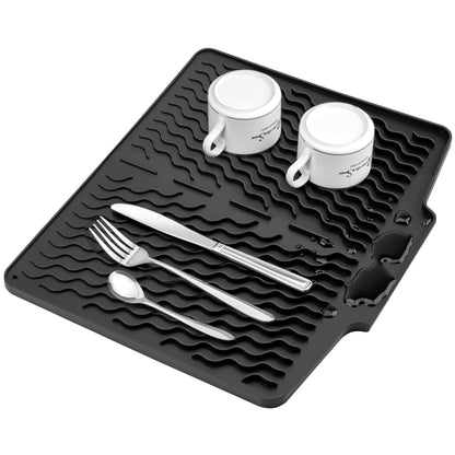 Premium Silicone Sink Drying Mat With Drain Spout - Kitchen Accessory Designed For Dish Drying And Water Drainage Maintenance Routine