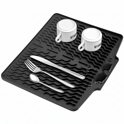 Premium Silicone Sink Drying Mat With Drain Spout - Kitchen Accessory Designed For Dish Drying And Water Drainage Maintenance Routine