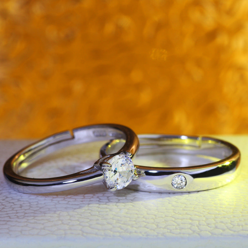 Moissanite Wedding Ring Set for Women, Sparkling Couple Engagement Jewelry