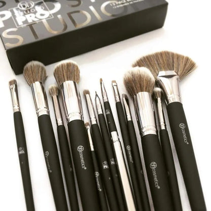 13-Piece Makeup Brush Set Black Silver Professional Use