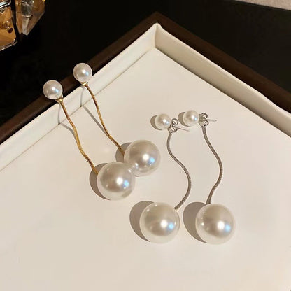 AWJ-157 Elegant Pearl Hanging Korean Earrings – Stylish, Lightweight & Trendy Fashion Jewelry for Women