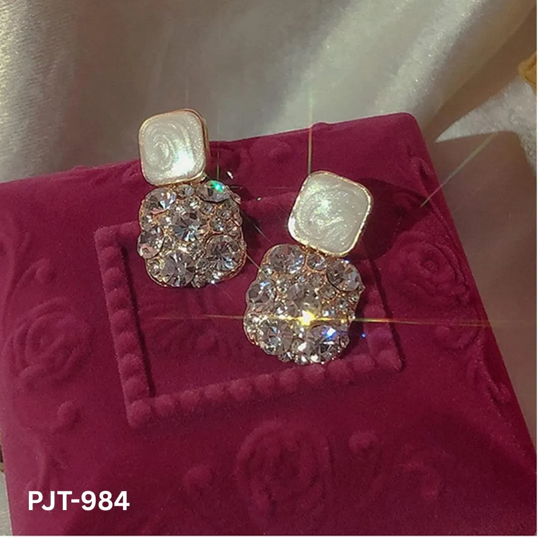 Korean Marble Stylish Zircon Earrings PJT-984