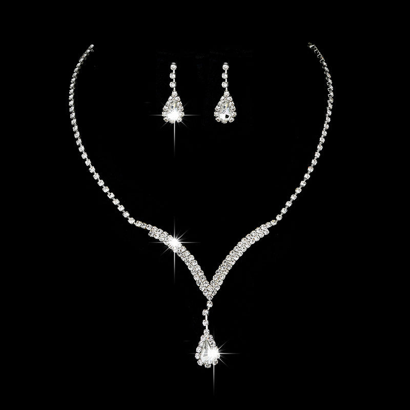 Diamond Water Drop Necklace & Earrings Set for Pakistani Women