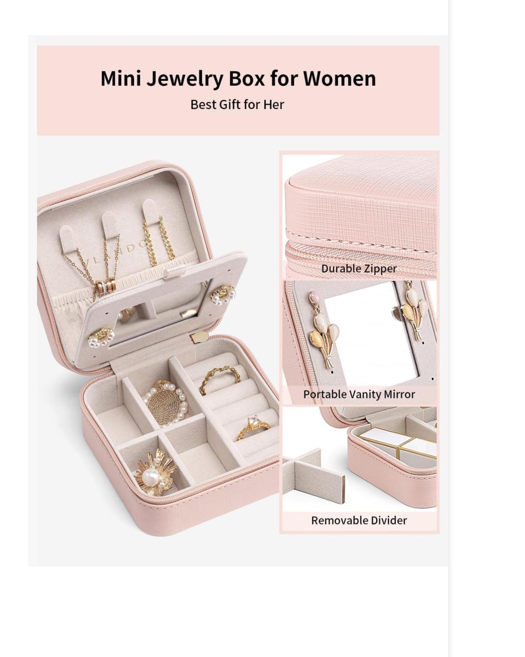 2-Piece Jewelry Storage Box Set Pink Rubber Multi Layer
