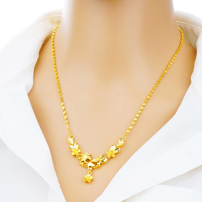 Gold Flower Necklace for Women Wedding Retro Style