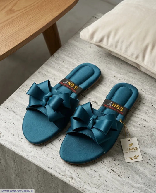 Women's Blue Bow Flat Slippers New Arrival
