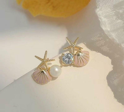 Starfish And Seashell Earrings