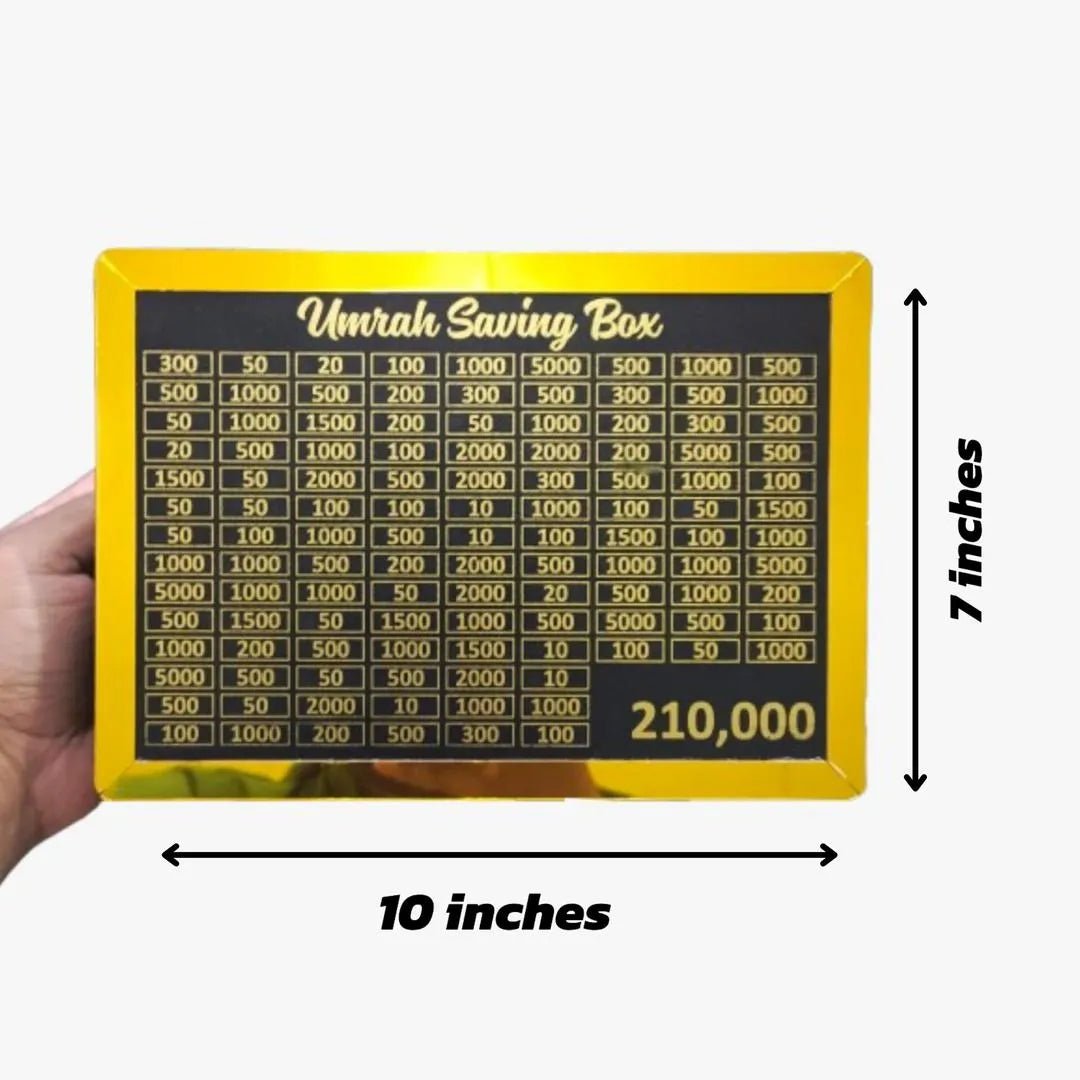 *Product Name*: Umrah Savings Box Golden Black Wood 210k