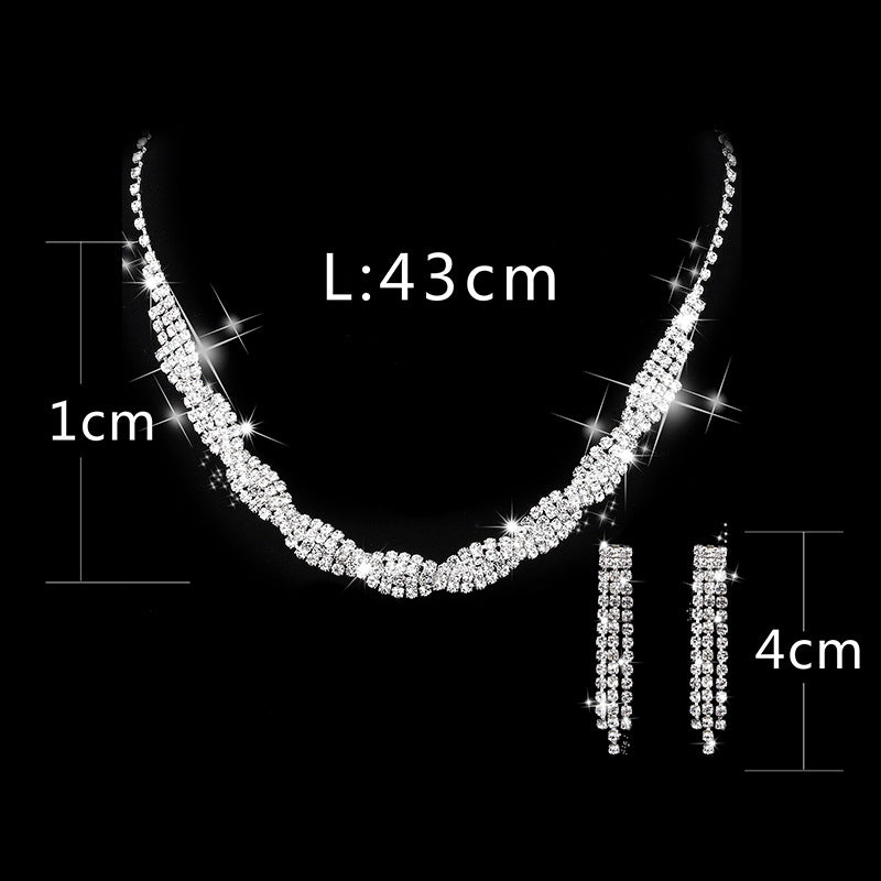 Dazzling Rhinestone Necklace & Earrings Set for Weddings