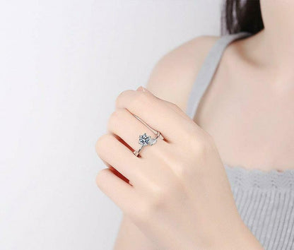 Adjustable Cubic Zirconia Silver Ring for Daily Wear