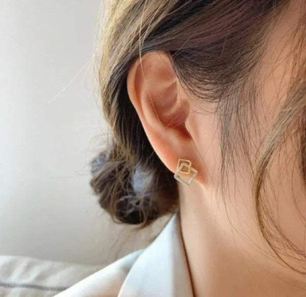 Square Gold Plated Earrings for Women Lightweight Daily Wear