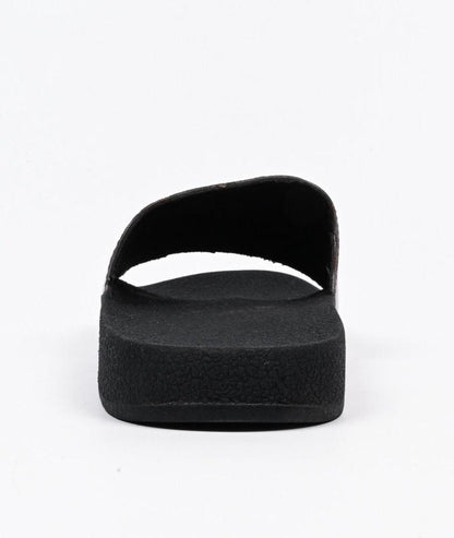 Black Camel Tassel Slide Slipper for Men PU Leather
