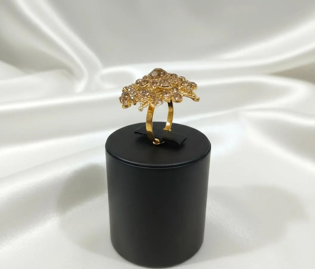 Golden Floral Adjustable Ring for Weddings & Festivals