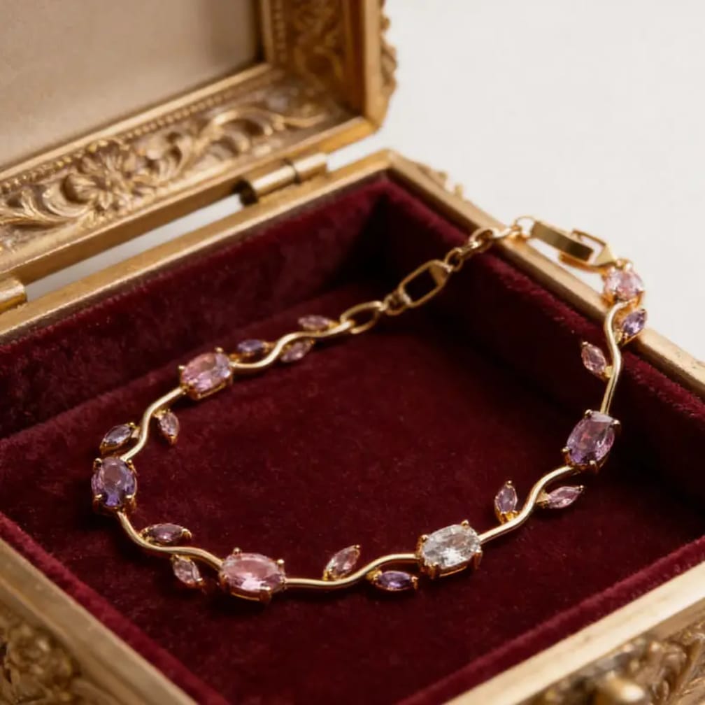 Tulip Bracelet – Premium Quality Stainless Steel Elegant Bracelet for Women ~ Without Box | Golden Base