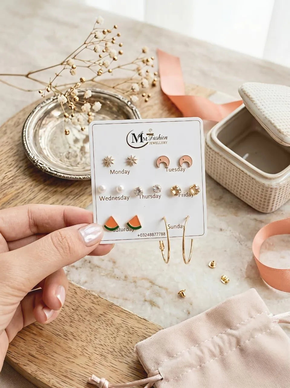 Gold Plated Crystal Earrings Set for Women