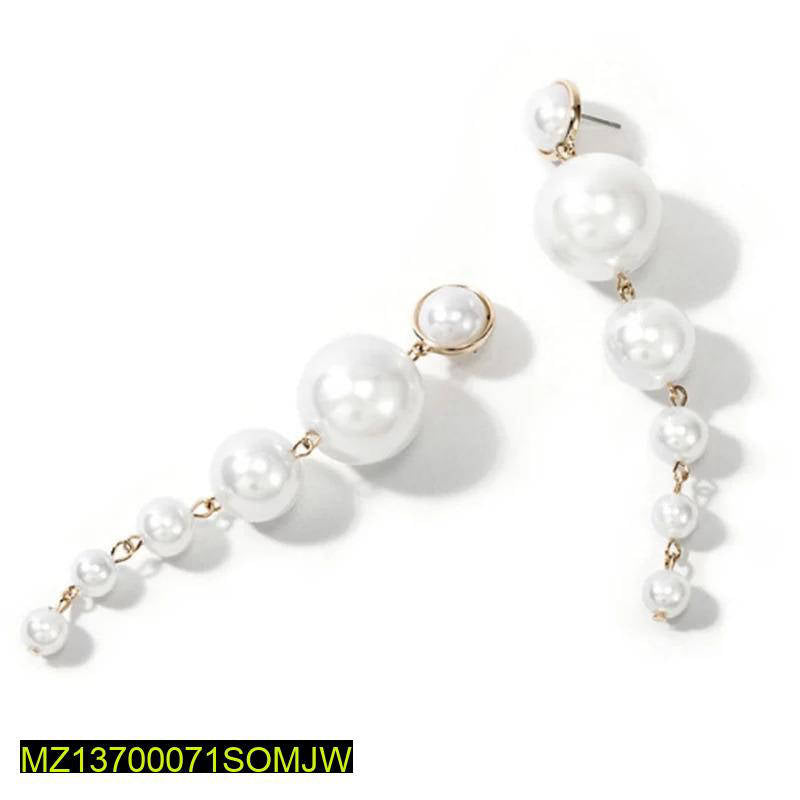 Long Pearl Drop Earrings for Women, Graduated Design, Durable Metal, Lightweight, Wedding Party Wear, Eid, Birthday
