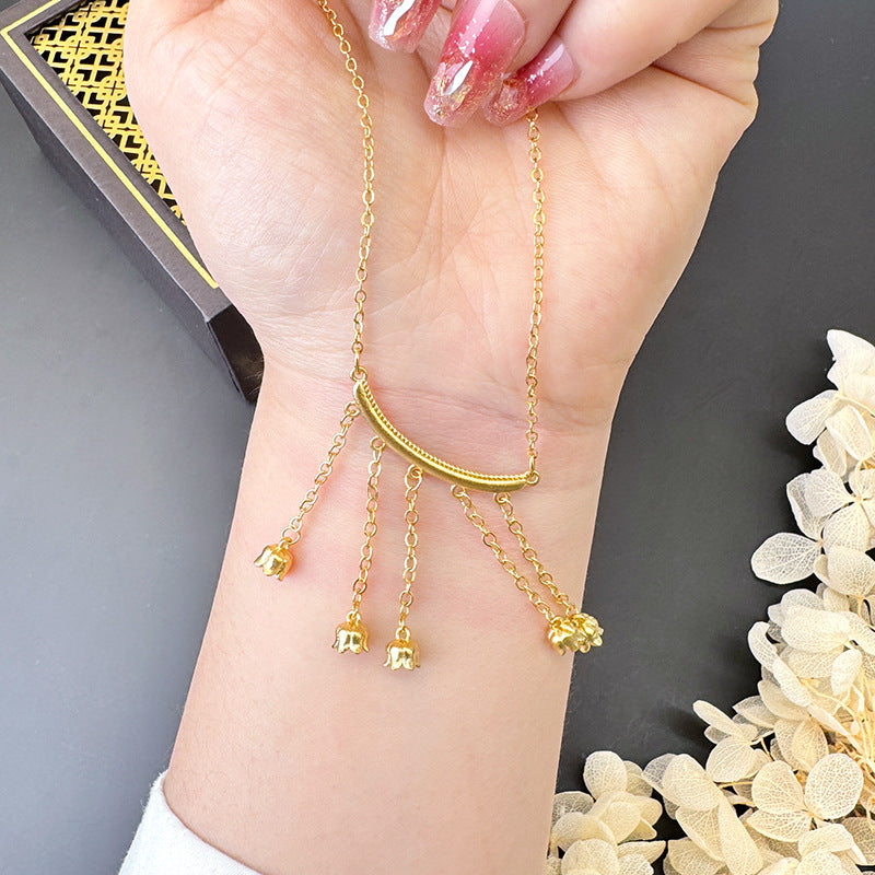 Gold Flower Necklace for Women Wedding Retro Style